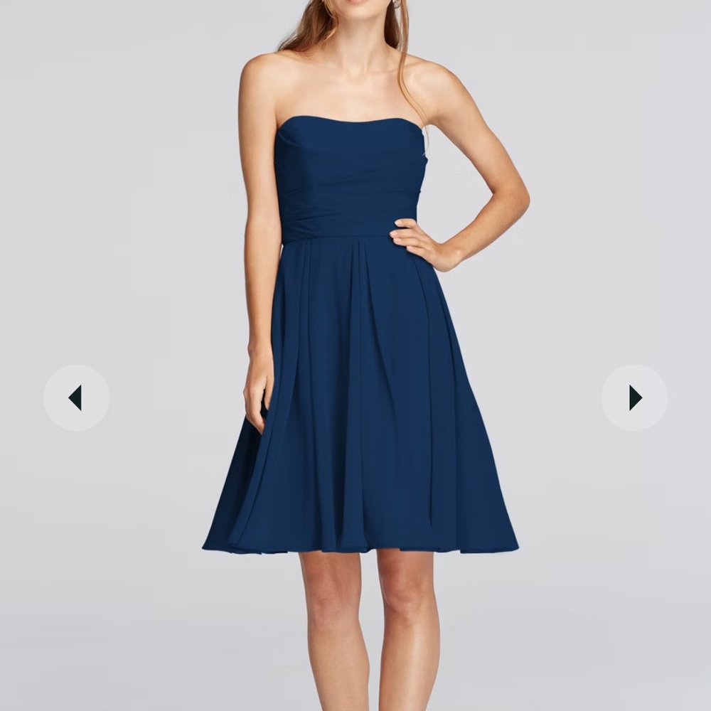 David's Bridal Strapless Pleated Bodice Dress Style # F18028 Size 0